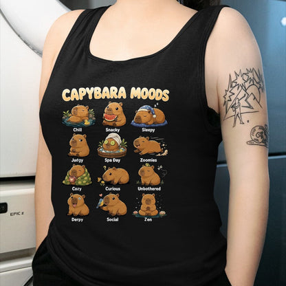 Cute Capybara Shirt, Funny Capybara Unisex T-Shirt/Hoodie/Sweatshirt HLT00 - Funny Capybara Moods Cute Chart Chill Zen Animal Art T-Shirt, Men, Black, 3X-Large