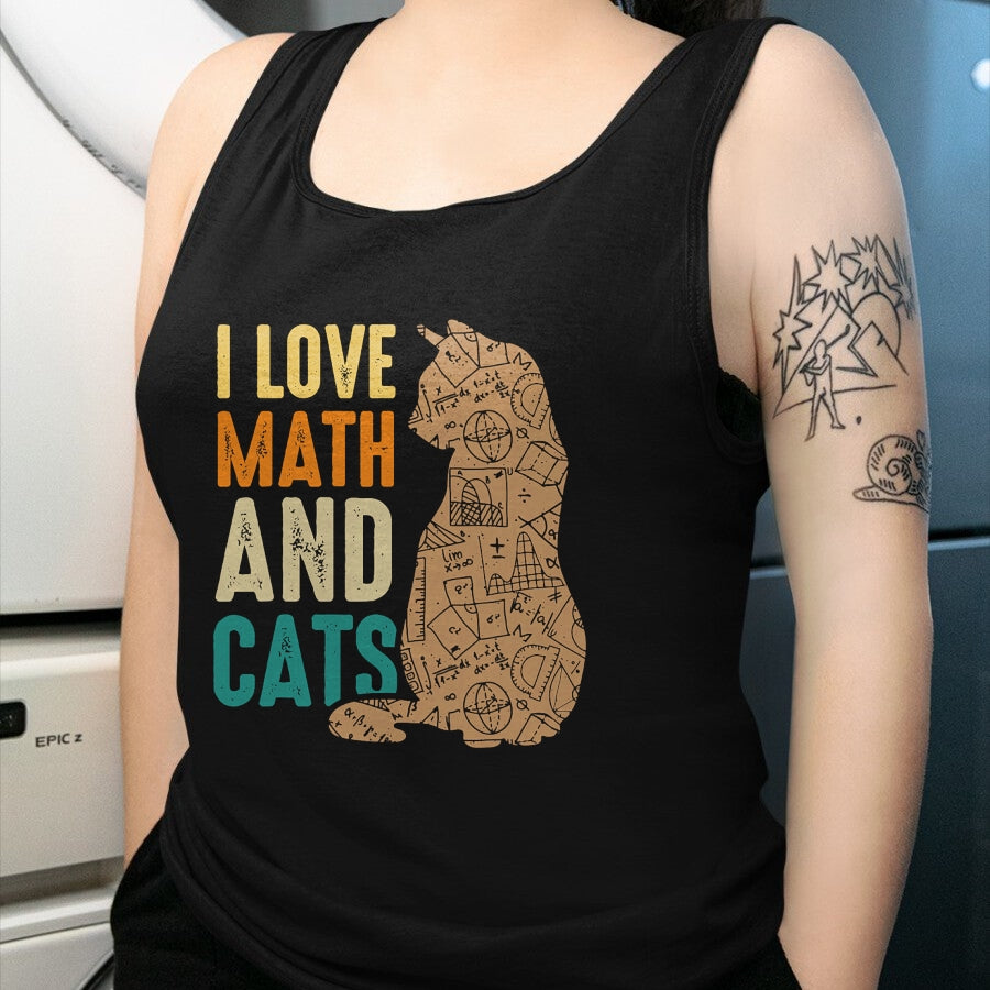 Cat Love Shirt, Funny Cat Lover Gift UnisexT-Shirt/Hoodie/Sweatshirt HLT00 - I Love Math And Cats Funny Cat Lover Math Teacher T-Shirt (1)