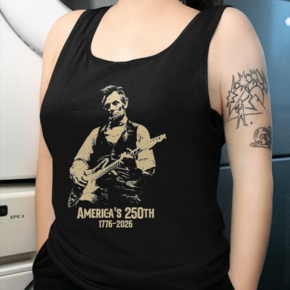 Guitar Lover Shirt, Funny Guitar UnisexT-Shirt/Hoodie/Sweatshirt HLT00 - Abraham Lincoln Playing Guitar 4th July 250th Anniversary T-Shirt, Men, Black, 3X-Large