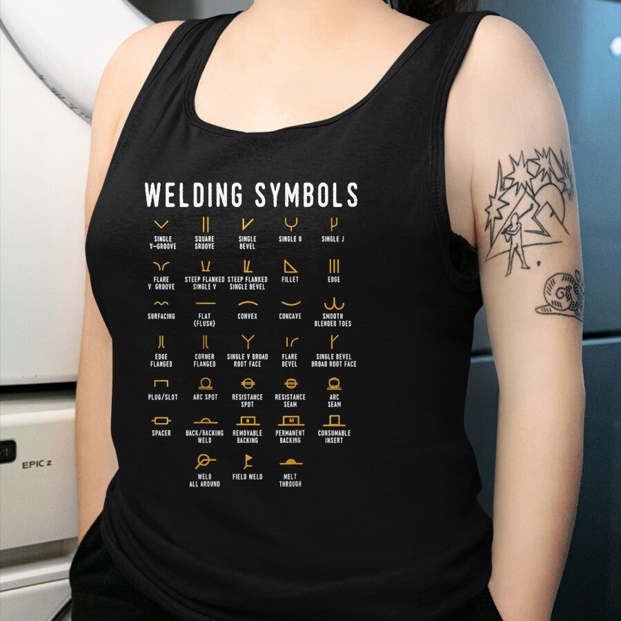 Best Mechanic Life Shirt, Funny Mechanic UnisexT-Shirt/Hoodie/Sweatshirt HLT00 - Welding Symbols - Funny Welder (On Back) T-Shirt