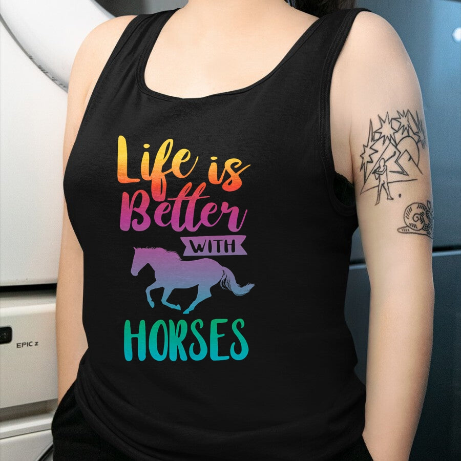 Best Horse Lover Shirt , Funny Horse UnisexT-Shirt/Hoodie/Sweatshirt HLT00 - Cute Life is Better with Horses Horseback Riding T-Shirt