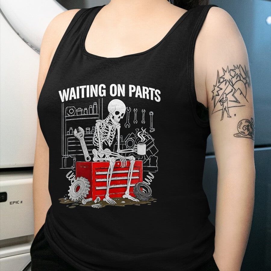 Best Mechanic Life Shirt, Funny Mechanic UnisexT-Shirt/Hoodie/Sweatshirt HLT00 - Funny Waiting On Parts Mechanic Skeleton Auto Repair Life T-Shirt, Men, Black, 3X-Large (1)