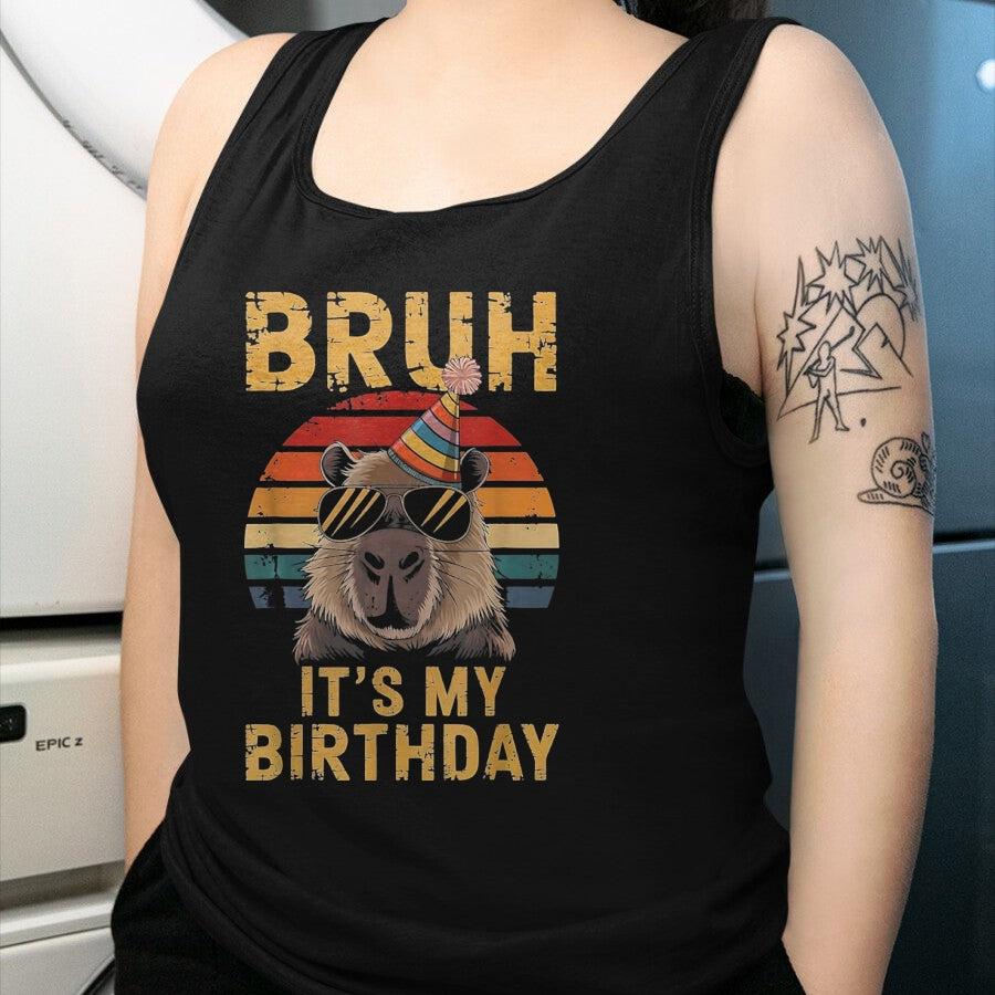 Cute Capybara Shirt, Funny Capybara Unisex T-Shirt/Hoodie/Sweatshirt HLT00 - Funny Capybara Birthday Boys Adult Kids Bruh Its My Birthday T-Shirt, Youth, Black, Large