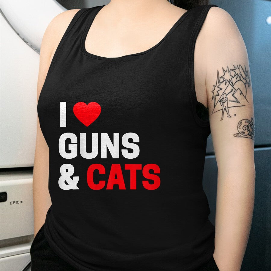 Cat Love Shirt, Funny Cat Lover Gift UnisexT-Shirt/Hoodie/Sweatshirt HLT00 - Cat Lovers Gifts for Men _ Women Funny I Love Guns _ Cats T-Shirt (1)
