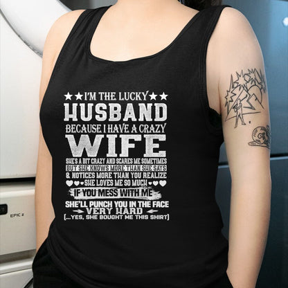 Best Wife Shirt, Wife and Husband Unisex T-Shirt/Hoodie/Sweatshirt HLT00 - Gift for wife T shirt, lucky wife   I Am A Lucky Husband I Have A Crazy Wife Christmas Birthday T-Sh (1)
