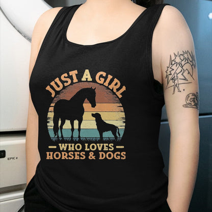 Best Horse Lover Shirt , Funny Horse UnisexT-Shirt/Hoodie/Sweatshirt HLT00 - Just A Girl Who Loves Horses and Dogs Women Girls T-Shirt, Men, Black, 3X-Large