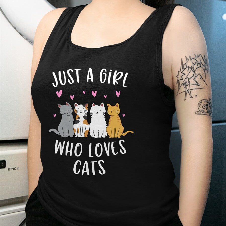 Cat Love Shirt, Funny Cat Lover Gift UnisexT-Shirt/Hoodie/Sweatshirt HLT00 - Just A Girl Who Loves Cats Cute Cat Lover T-Shirt Small