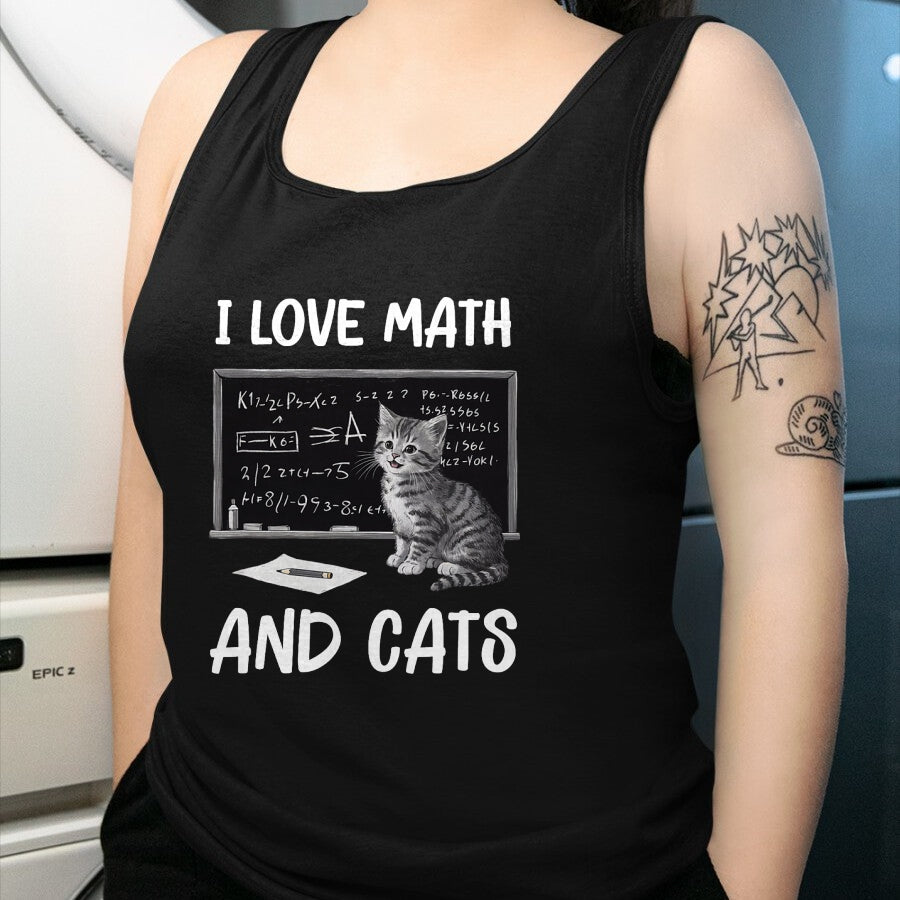 Cat Love Shirt, Funny Cat Lover Gift UnisexT-Shirt/Hoodie/Sweatshirt HLT00 - I Love Math and Cats Funny Cat Lover Science Teacher Student T-Shirt (1)
