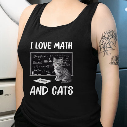 Cat Love Shirt, Funny Cat Lover Gift UnisexT-Shirt/Hoodie/Sweatshirt HLT00 - I Love Math and Cats Funny Cat Lover Science Teacher Student T-Shirt (1)
