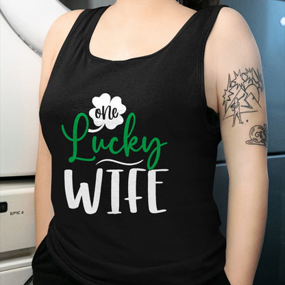 Best Wife Shirt, Wife and Husband Unisex T-Shirt/Hoodie/Sweatshirt HLT00 - Gift for wife T shirt, lucky wife   Womens Happy Saint Patricks Day Irish Shamrock One Lucky Wife Ta