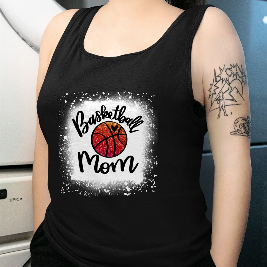 Gift for Mom Shirt, Funny Mom Unisex T-Shirt/Hoodie/Sweatshirt HLT00 - Leopard Bleached Basketball Mom Game Day Gift T-Shirt