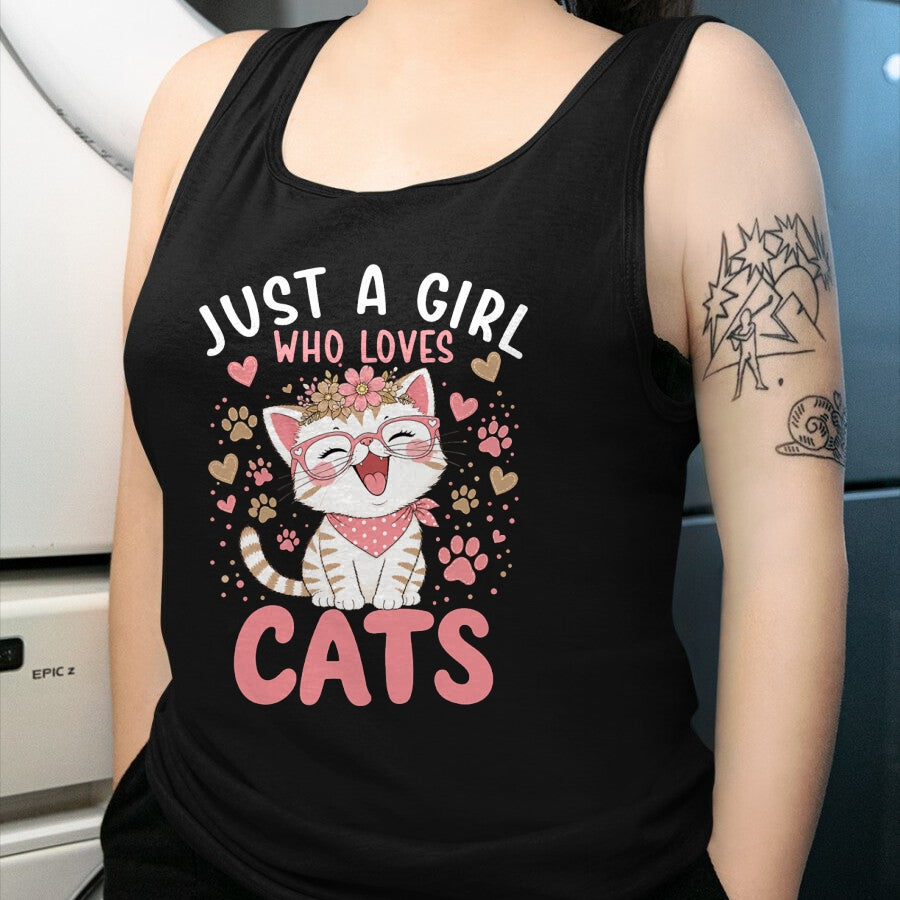 Cat Love Shirt, Funny Cat Lover Gift UnisexT-Shirt/Hoodie/Sweatshirt HLT00 - Just A Girl Who Loves Cats Cute Floral Animals Lover T-Shirt