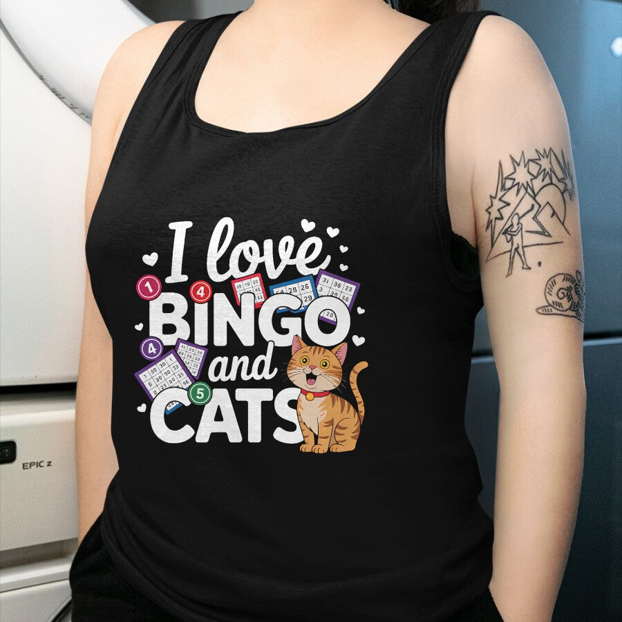 Cat Love Shirt, Funny Cat Lover Gift UnisexT-Shirt/Hoodie/Sweatshirt HLT00 - Cat Lover I Love Bingo And Cats Gambling Bingo Player Bingo Men Women T-Shirt