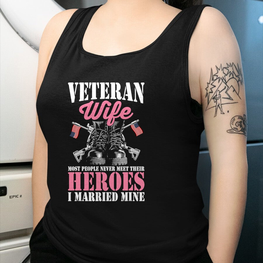 Best Wife Shirt, Wife and Husband Unisex T-Shirt/Hoodie/Sweatshirt HLT00 - Gift for wife T shirt, lucky wife   Veteran Wife Married Mine Proud Military Veteran Husband T-Shirt