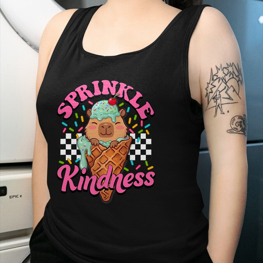 Cute Capybara Shirt, Funny Capybara Unisex T-Shirt/Hoodie/Sweatshirt HLT00 - Womens Girls Sprinkle Kindness Ice Cream Capybara Lover T-Shirt