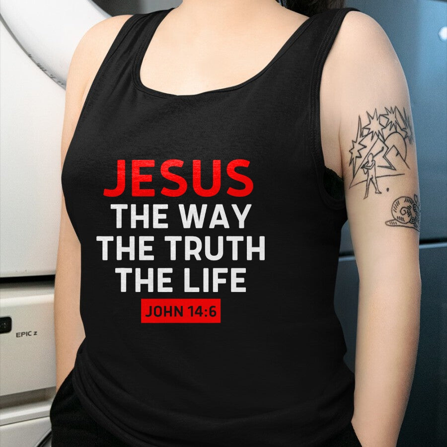 Christian Tee, Christian Faith Unisex T-Shirt/Hoodie/Sweatshirt HLT00 - Jesus The Way Truth Life John 14 6 Christian Bible Verse T-Shirt (1)