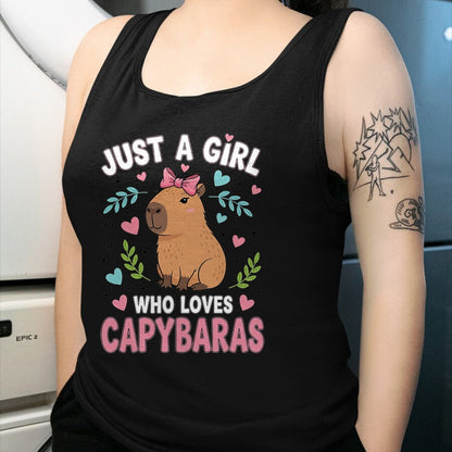 Cute Capybara Shirt, Funny Capybara Unisex T-Shirt/Hoodie/Sweatshirt HLT00 - Just a Girl who Loves Capybaras T-Shirt (3)