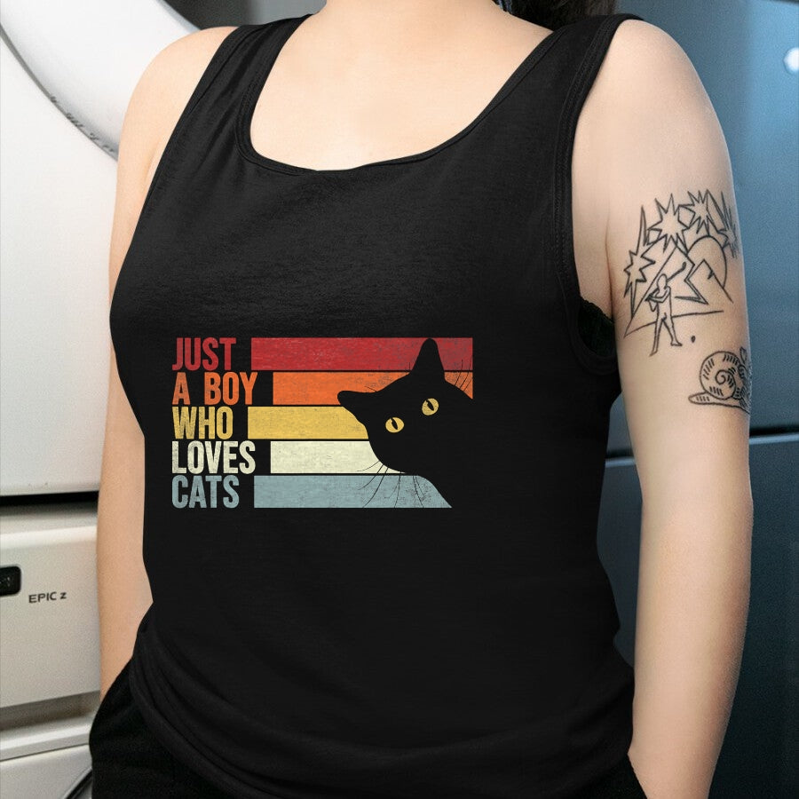 Cat Love Shirt, Funny Cat Lover Gift UnisexT-Shirt/Hoodie/Sweatshirt HLT00 - Just A Boy Who Loves Cats. Funny Cats Lover T-Shirt (1)