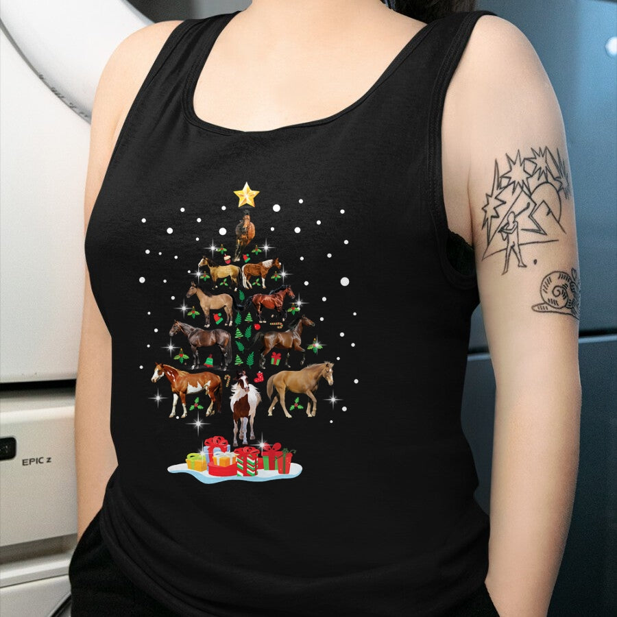 Best Horse Lover Shirt , Funny Horse UnisexT-Shirt/Hoodie/Sweatshirt HLT00 - Horse Tree Christmas Horses Xmas Gifts for Women Girls T-Shirt