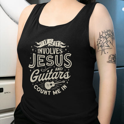 Christian Tee, Christian Faith Unisex T-Shirt/Hoodie/Sweatshirt HLT00 - If It Involves Jesus And Guitars Guitarist Christian Music T-Shirt