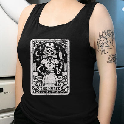 Funny Nurse Shirt, Nurse Unisex T-Shirt/Hoodie/Sweatshirt HLT00 - The Nurse Skeleton Tarot Card Funny Nursing Nurse RN LPN NP T-Shirt