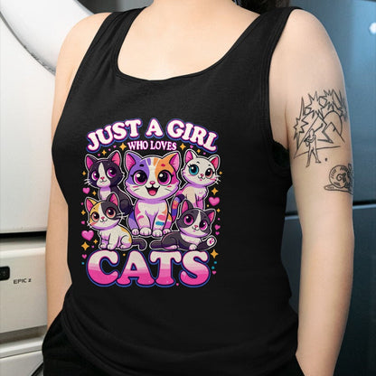 Cat Love Shirt, Funny Cat Lover Gift UnisexT-Shirt/Hoodie/Sweatshirt HLT00 - Cat Just a Girl Who Loves Cats T-Shirt