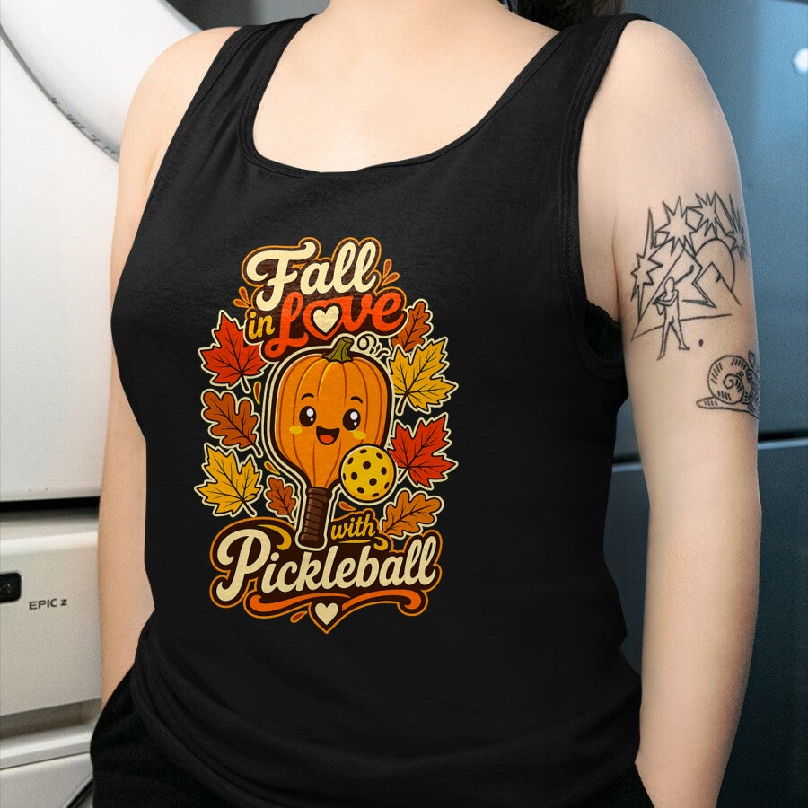 Funny Pickleball Shirt, Pickleball Lover Unisex T-Shirt/Hoodie/Sweatshirt HLT00 - Fall Pickleball Pumpkin Leaves Paddle Autumn Sports Lover T-Shirt