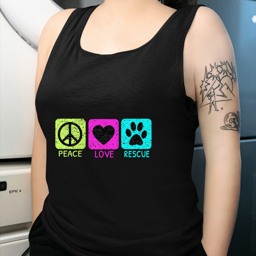 Dog Love Shirt, Dog Lover Gift T-Shirt/Hoodie/Sweatshirt HLT00 - Peace Love Rescue Dogs Distressed Graphic Animal Lovers Long Sleeve T-Shirt