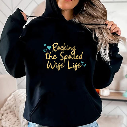 Best Wife Shirt, Wife and Husband Unisex T-Shirt/Hoodie/Sweatshirt HLT00 - Gift for wife T shirt, spoiled wife   Spoiled Wife Funny Rocking The Spoiled Wife Life Pullover Hood