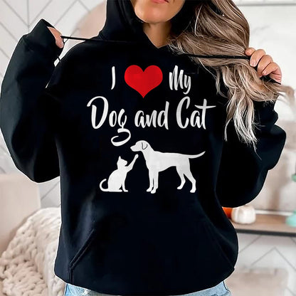 Cat Love Shirt, Funny Cat Lover Gift UnisexT-Shirt/Hoodie/Sweatshirt HLT00 - I Love My Dog And Cat T-Shirt