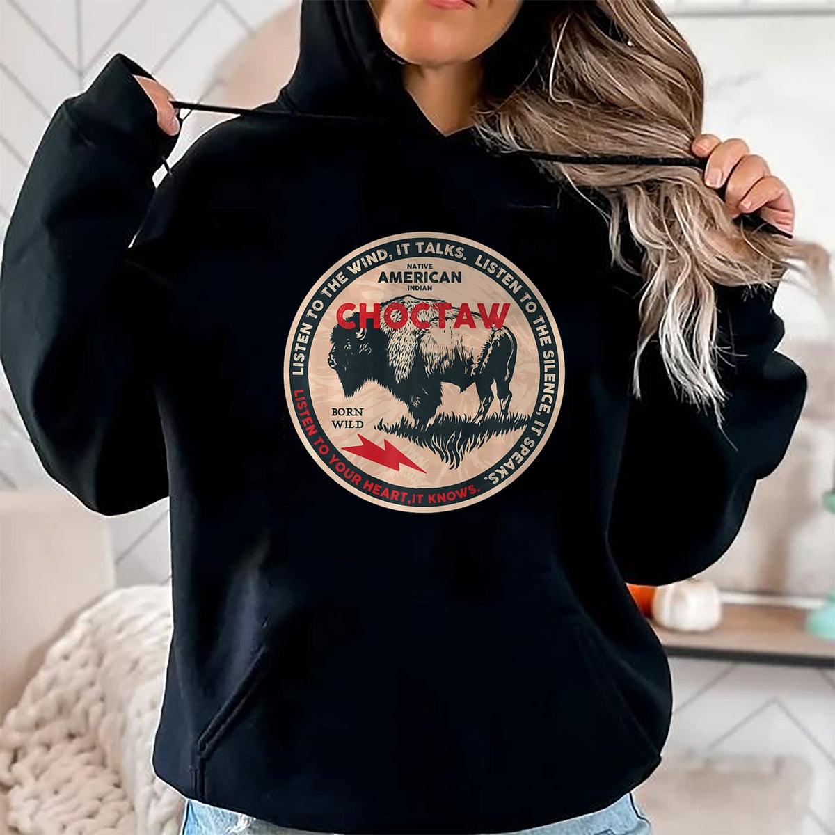 Native American T-Shirts, Vintage Native American Unisex T-Shirt/Hoodie/Sweatshirt HLT00 - Choctaw Native American Indian Born Freedom Wild Buffalo Premium