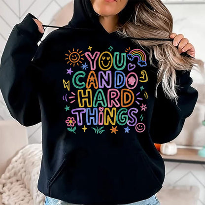 Best Teacher Shirt, Funny Teacher UnisexT-Shirt/Hoodie/Sweatshirt HLT00 - You Can Do Hard Things Doodle Teacher Motivational T-Shirt