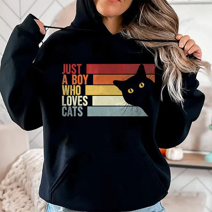 Cat Love Shirt, Funny Cat Lover Gift UnisexT-Shirt/Hoodie/Sweatshirt HLT00 - Just A Boy Who Loves Cats. Funny Cats Lover T-Shirt (1)