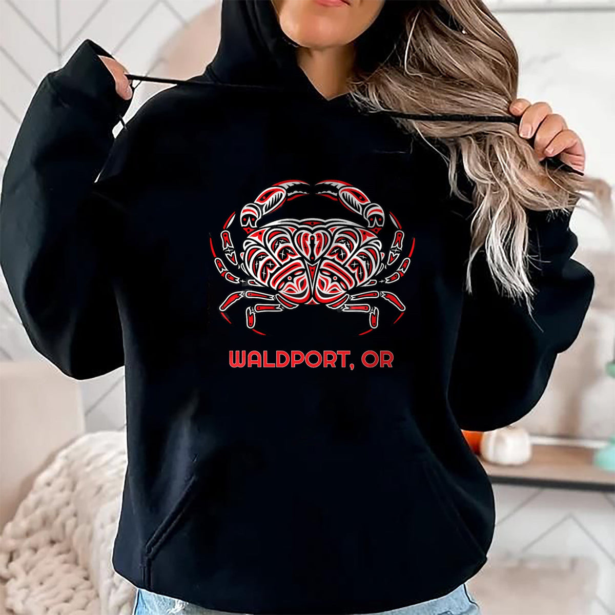 Native American T-Shirts, Vintage Native American Unisex T-Shirt/Hoodie/Sweatshirt HLT00 - Waldport Oregon Dungeness Crab Native American