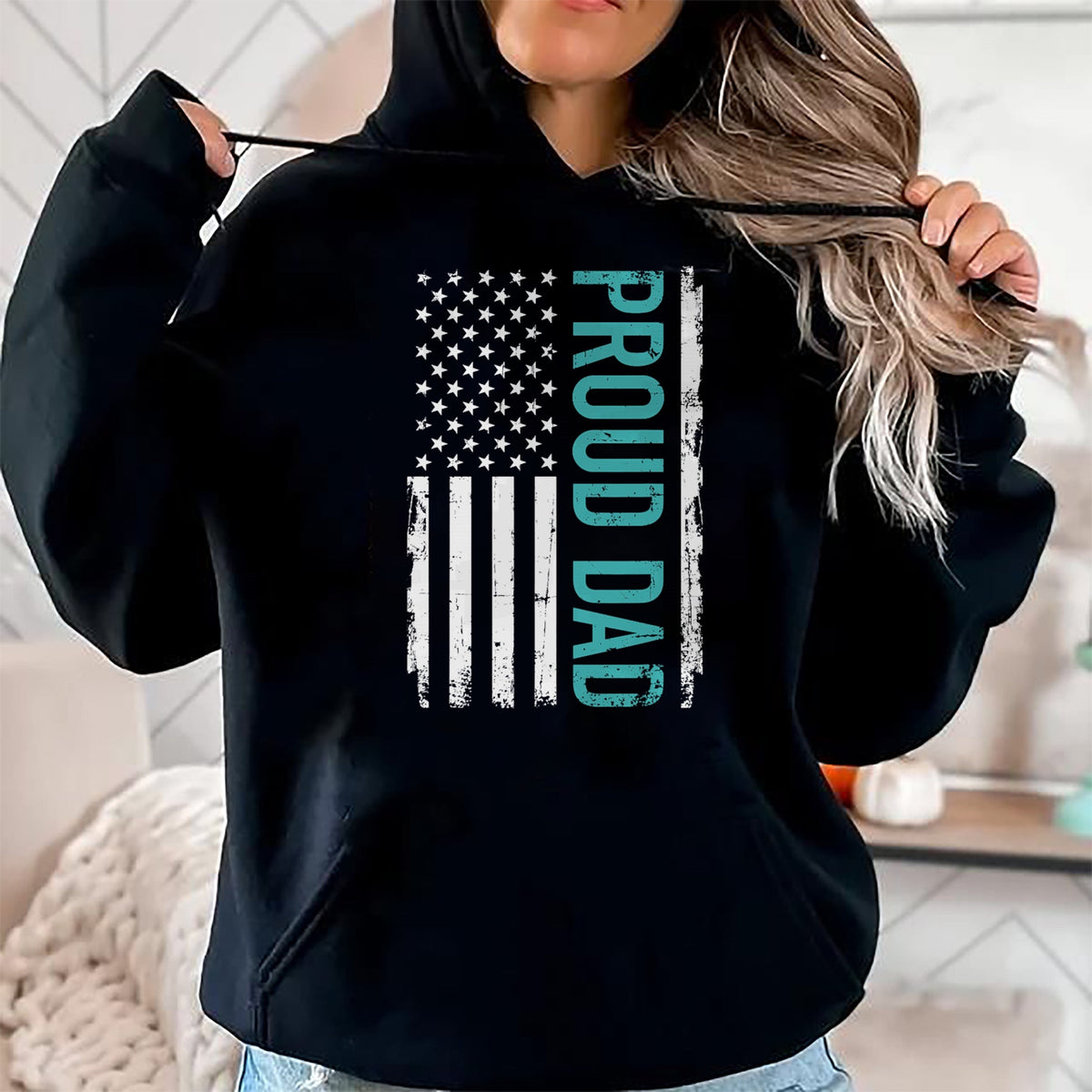 Gift for Dad Shirt, Funny Dad Unisex T-Shirt/Hoodie/Sweatshirt HLT00 – Proud dad US american flag gift for father_s day T-Shirt