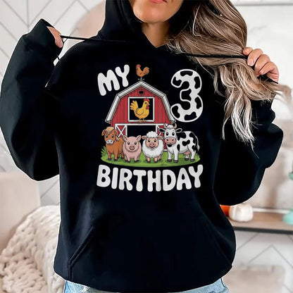 Best Farmer Life Shirt, Funny Farmer UnisexT-Shirt/Hoodie/Sweatshirt HLT00 - Kids Three 3yr 3rd Birthday Farm Animals 3 Year Old Boys Girls T-Shirt