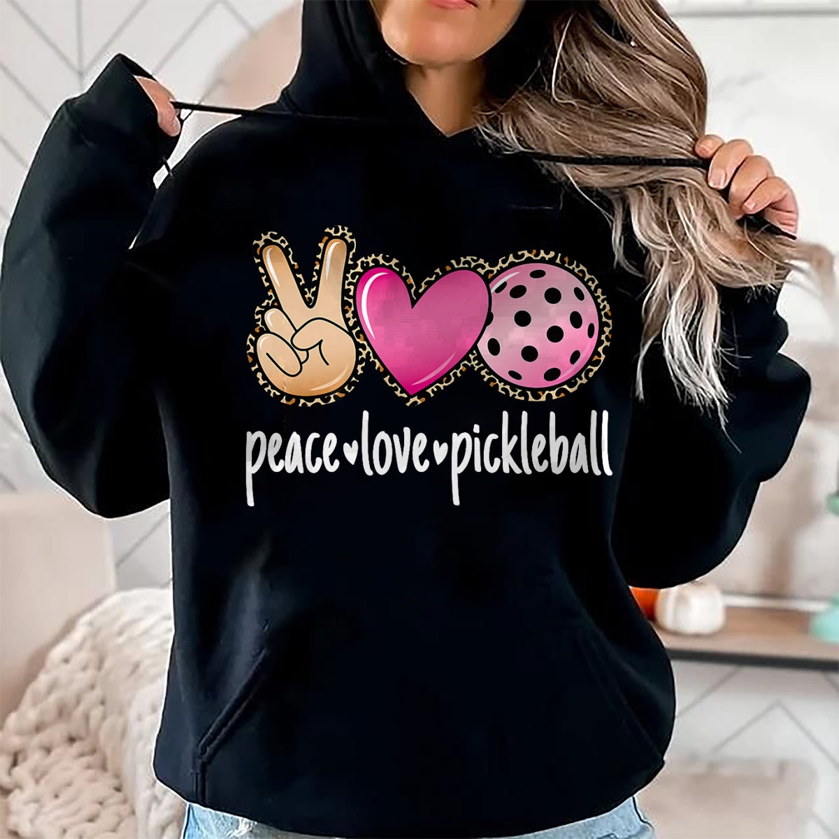 Funny Pickleball Shirt, Pickleball Lover Unisex T-Shirt/Hoodie/Sweatshirt HLT00 - Peace Love Pickleball Cute Pickleball Lover Women Girls T-Shirt