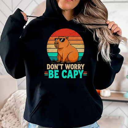Cute Capybara Shirt, Funny Capybara Unisex T-Shirt/Hoodie/Sweatshirt HLT00 - Funny Be Capy Relaxed Capybara Vintage Cartoon Graphic T-Shirt
