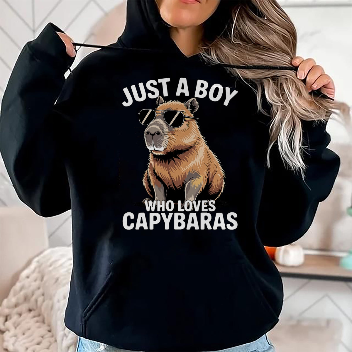 Cute Capybara Shirt, Funny Capybara Unisex T-Shirt/Hoodie/Sweatshirt HLT00 - Just a Boy who Loves Capybaras T-Shirt (1)