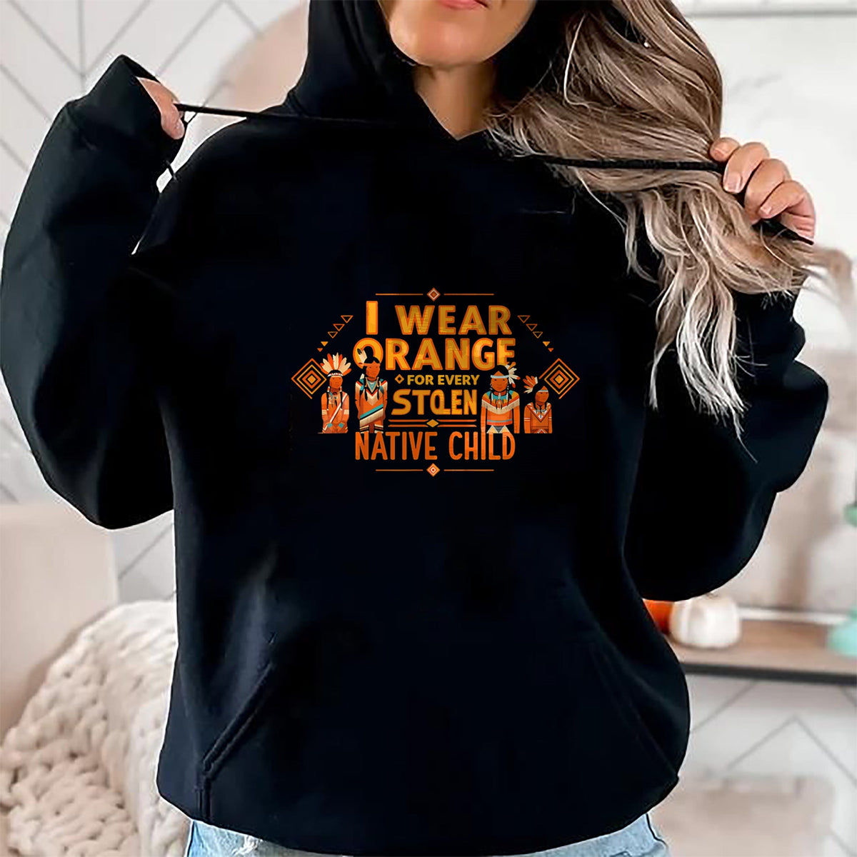 Native American T-Shirts, Vintage Native American Unisex T-Shirt/Hoodie/Sweatshirt HLT00 - I Wear Orange For Every American Native Child Indian