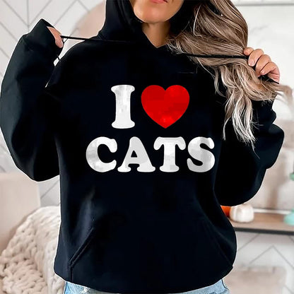 Cat Love Shirt, Funny Cat Lover Gift UnisexT-Shirt/Hoodie/Sweatshirt HLT00 - I Love Cats I Heart Cats T-Shirt, Men, Black, Small