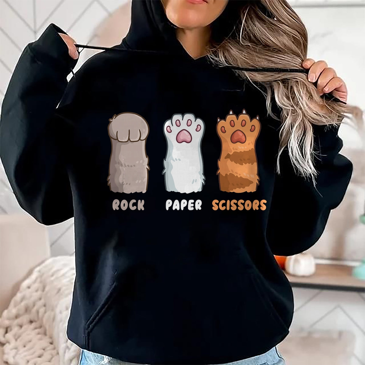Cat Love Shirt, Funny Cat Lover Gift UnisexT-Shirt/Hoodie/Sweatshirt HLT00 - Cat Lover Cat Owner Funny Cat Rock Paper Scissors T-Shirt