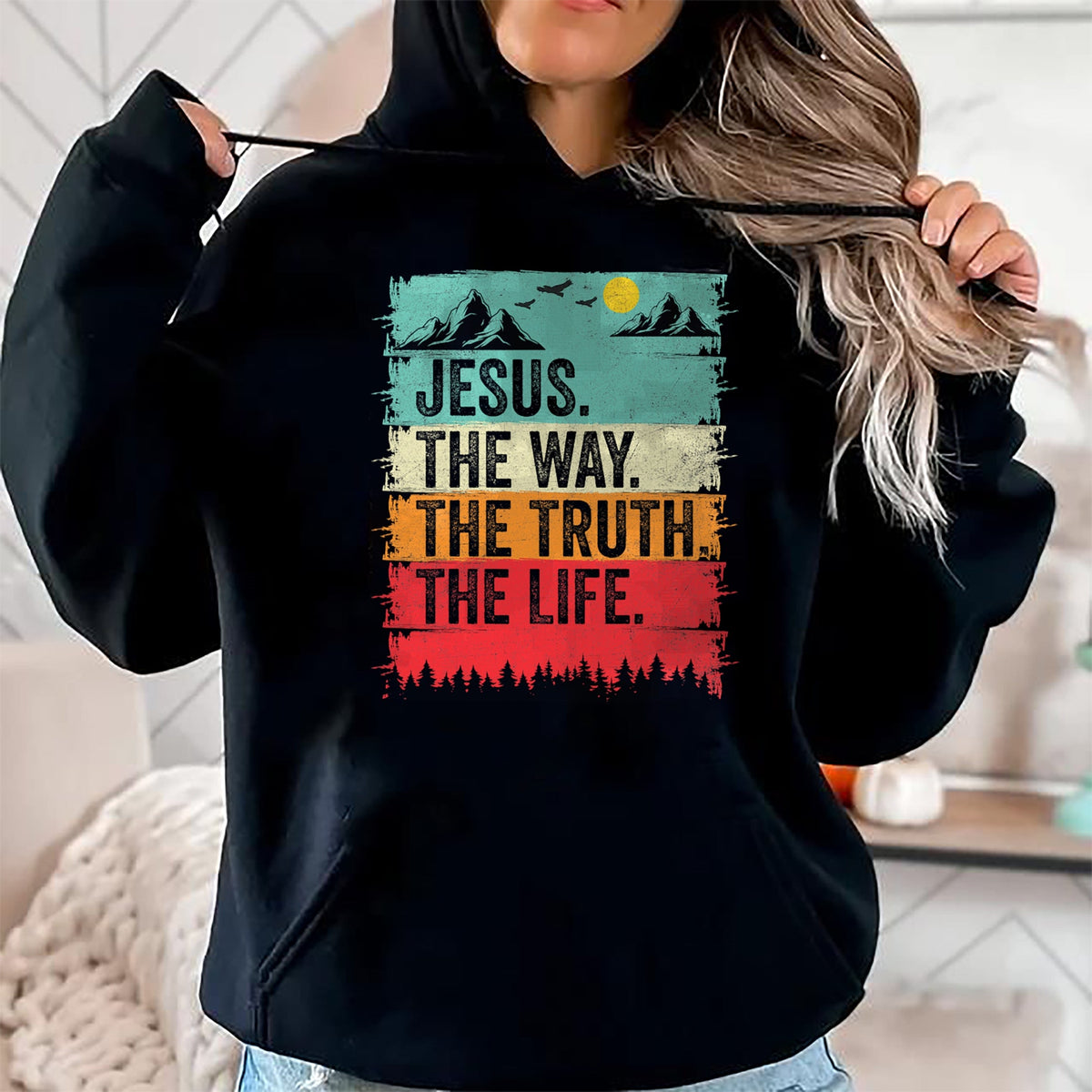 Christian Tee, Christian Faith Unisex T-Shirt/Hoodie/Sweatshirt HLT00 - Jesus The Way Truth Life Women Men Kids Christian Worship T-Shirt
