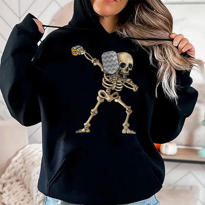 Funny Pickleball Shirt, Pickleball Lover Unisex T-Shirt/Hoodie/Sweatshirt HLT00 - Halloween Pickleball Costume Dabbing Skeleton Pickleballer T-Shirt