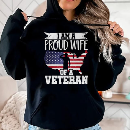 Best Wife Shirt, Wife and Husband Unisex T-Shirt/Hoodie/Sweatshirt HLT00 - Gift for wife T shirt, lucky wife   Proud Wife Of Veteran Nothing Scares Patriotic Veterans Day T-Sh