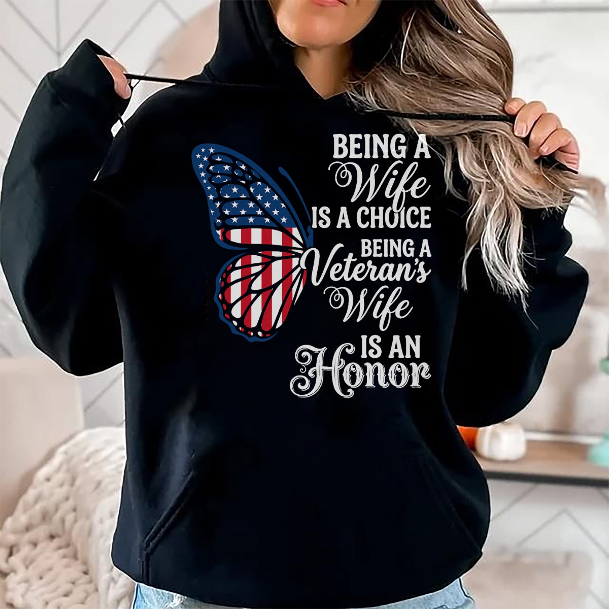 Proud Veteran Shirt, Funny Veteran UnisexT-Shirt/Hoodie/Sweatshirt HLT00 - Being A Wife is Choice Being a Veterans Wife is an Honor T-Shirt