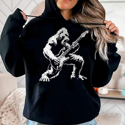 Guitar Lover Shirt, Funny Guitar UnisexT-Shirt/Hoodie/Sweatshirt HLT00 - Bigfoot Playing Guitar Rock Music Band Sasquatch T-Shirt, Men, Black, 3X-Large