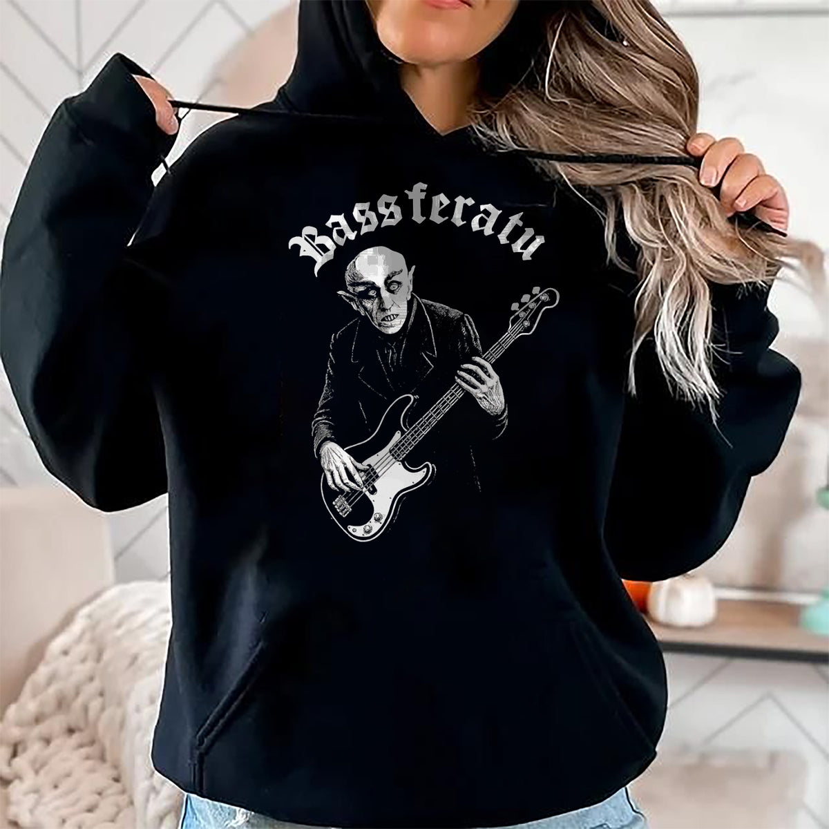 Guitar Lover Shirt, Funny Guitar UnisexT-Shirt/Hoodie/Sweatshirt HLT00 - Bassferatu Gothic Horror Bass Guitar Player Halloween Parody T-Shirt