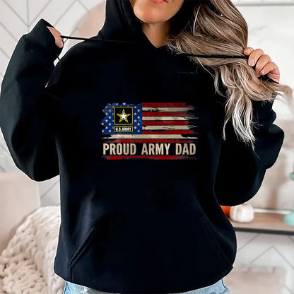 Gift for Dad Shirt, Funny Dad Unisex T-Shirt/Hoodie/Sweatshirt HLT00 – Vintage Proud Army Dad American Flag Veteran Gift T-Shirt