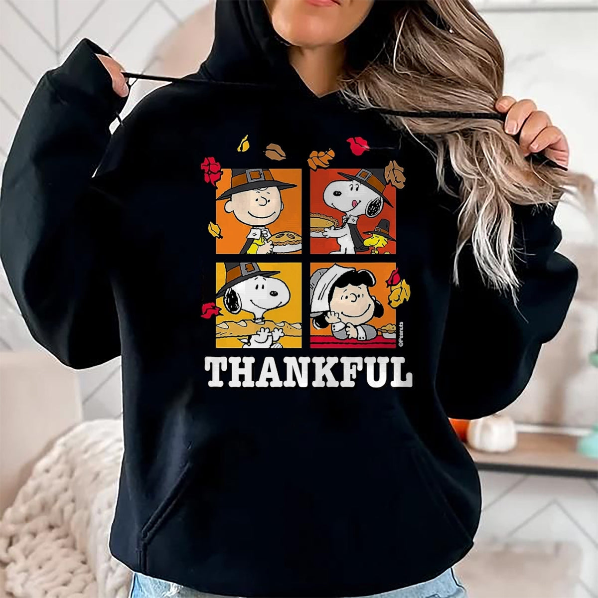 Best Thanksgiving Family Shirt , Funny Thanksgiving UnisexT-Shirt/Hoodie/Sweatshirt HLT00 - Peanuts - Peanuts - Snoopy Charlie Brown Lucy Thankful T-Shirt, Men, Black, 3X-Large